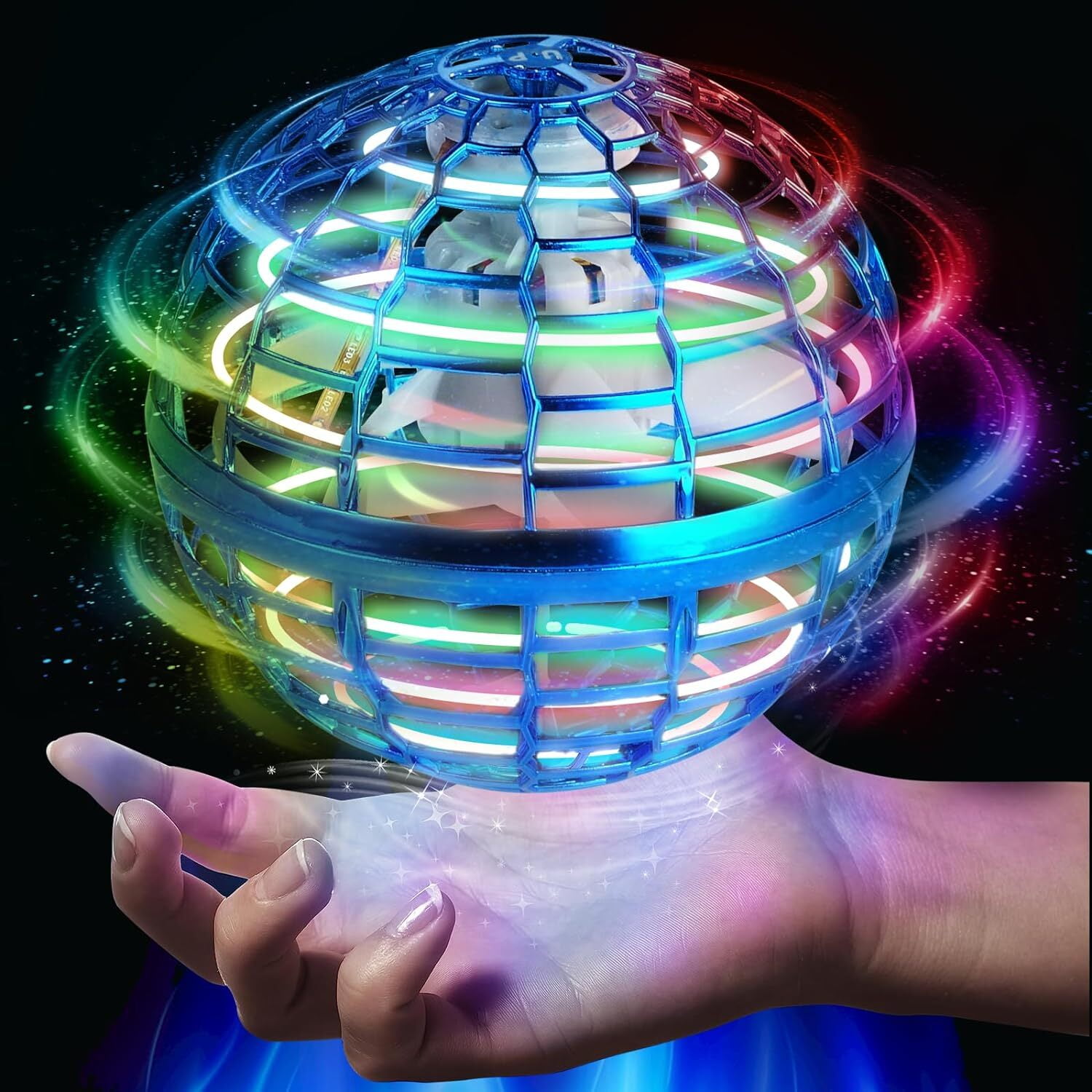Flying Ball Toys, Mini Drone Flying Ball,360° Rotating Built-in RGB Light  Magic Hover Ball,Flying Spinner Flying Space Orb Toy for Kids Adults Indoor