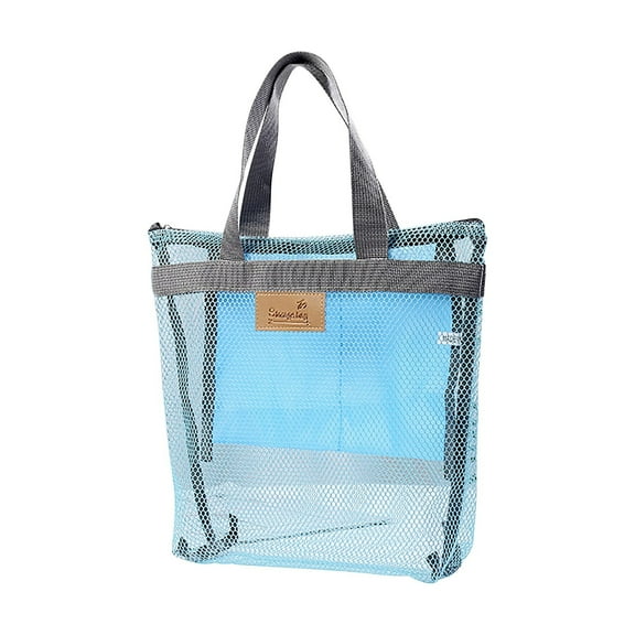 2023 Foldable Beach Bag Pool Bag with Multiple Pockets Tote Bag for Women Beach Necessities, Travel Toiletry Bag, Holiday Travel Bag, Storage Bag, High Capacity Mesh Nylon On Clearance