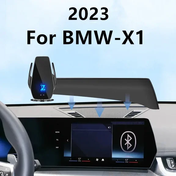 2023 For BMW X1 Car Screen Phone Holder Wireless Charger Navigation Mount Interior 10.7 Inch Size