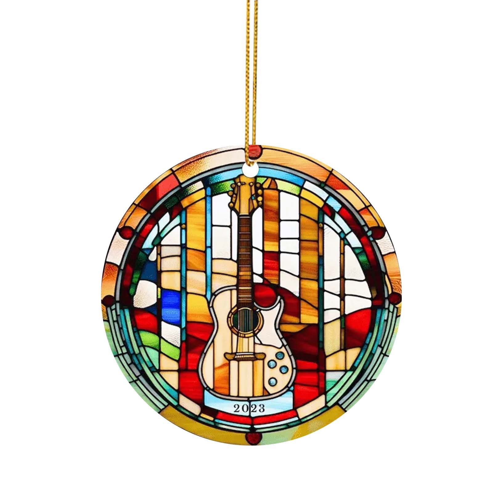 2023 Glass Pattern Pendant Colored Glass Print Decoration Pendant Home