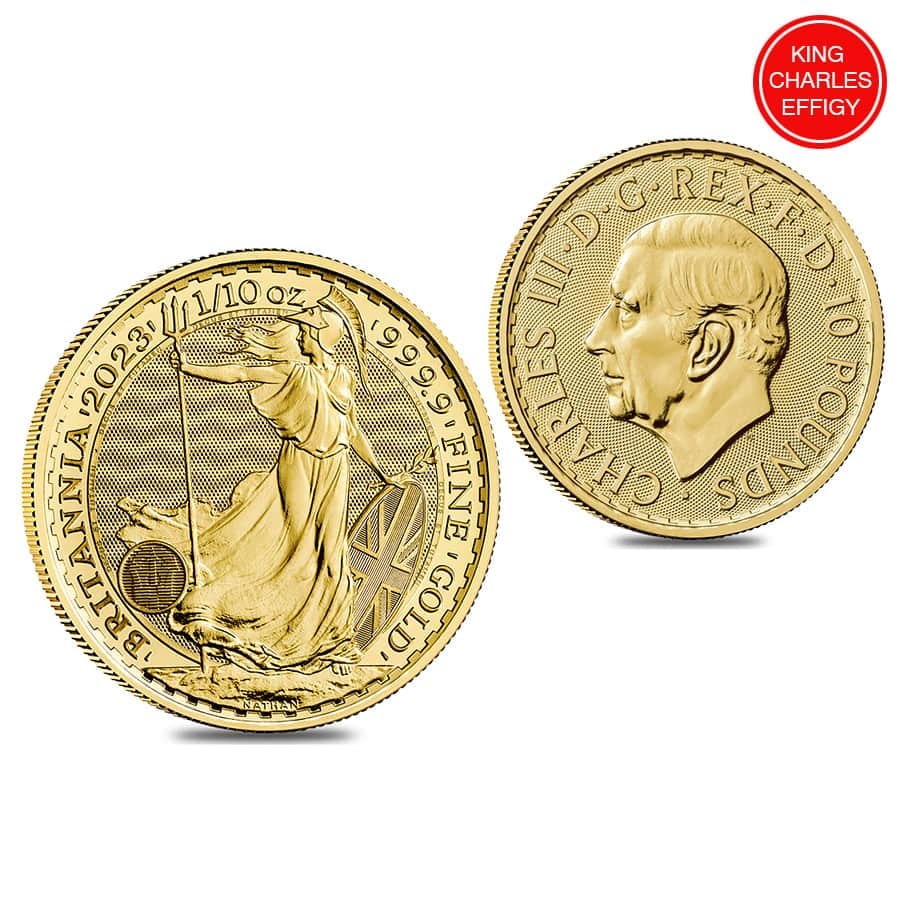 2023 Great Britain 1/10 oz Gold Britannia King Charles III Coin .9999 ...