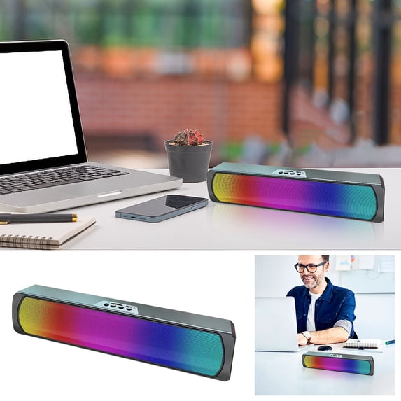 2023 Home Desktop Bluetooth Speaker, High Volume Subwoofer, Soundbar, Bluetooth 5.0, 10m Range, 60Hz-15KHz, Clear Dialogue, Built-in Battery, for TV/Desktop/Outdoor