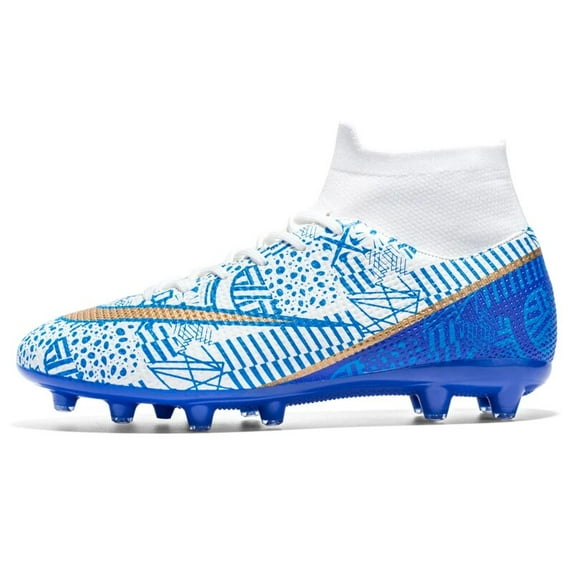 2023 Hot-Selling Football Boots Men's Soccer Cleats TF/FG Kids Wear-Resistant Training Shoes Outdoor Non-Slip Sneakers Size34-46 OG-2398-C-White 40