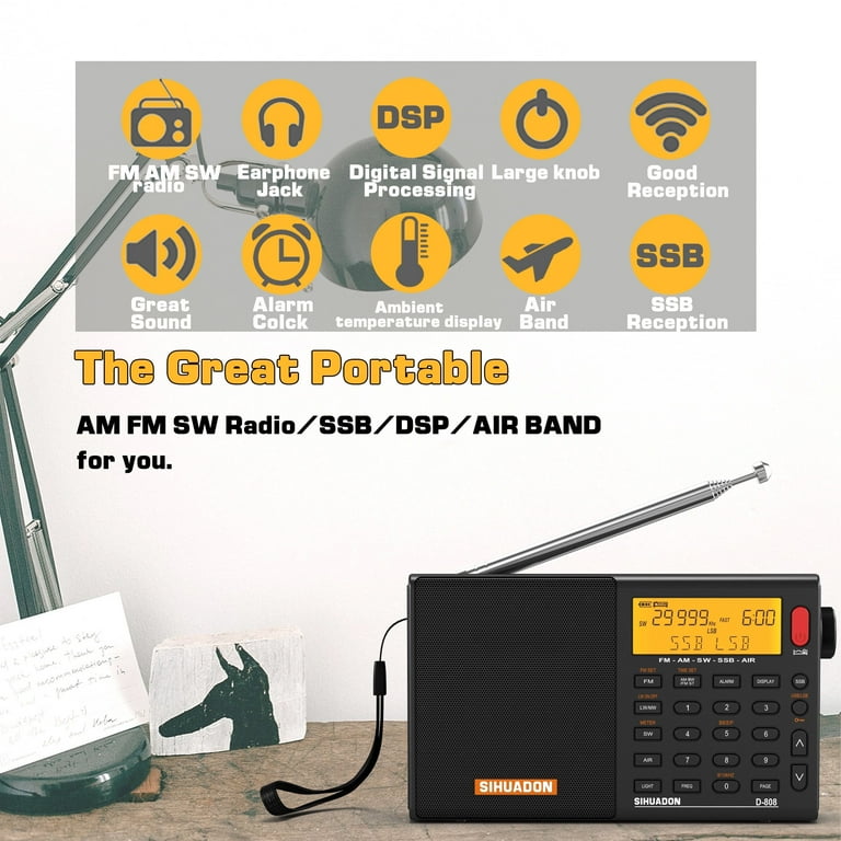 2025 Hot selling SIHUADON D-808 (Black) FM/SW/MW/LW SSB AIR
