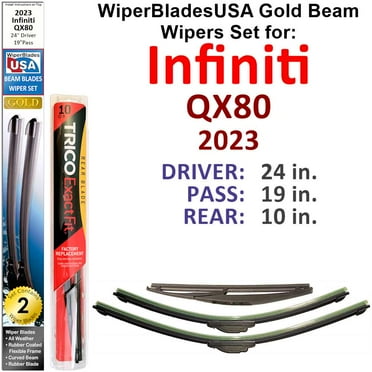 2023 Infiniti QX80 Beam Wiper Blades Wipers WBUSA (Set of 3) w/Rear Wiper
