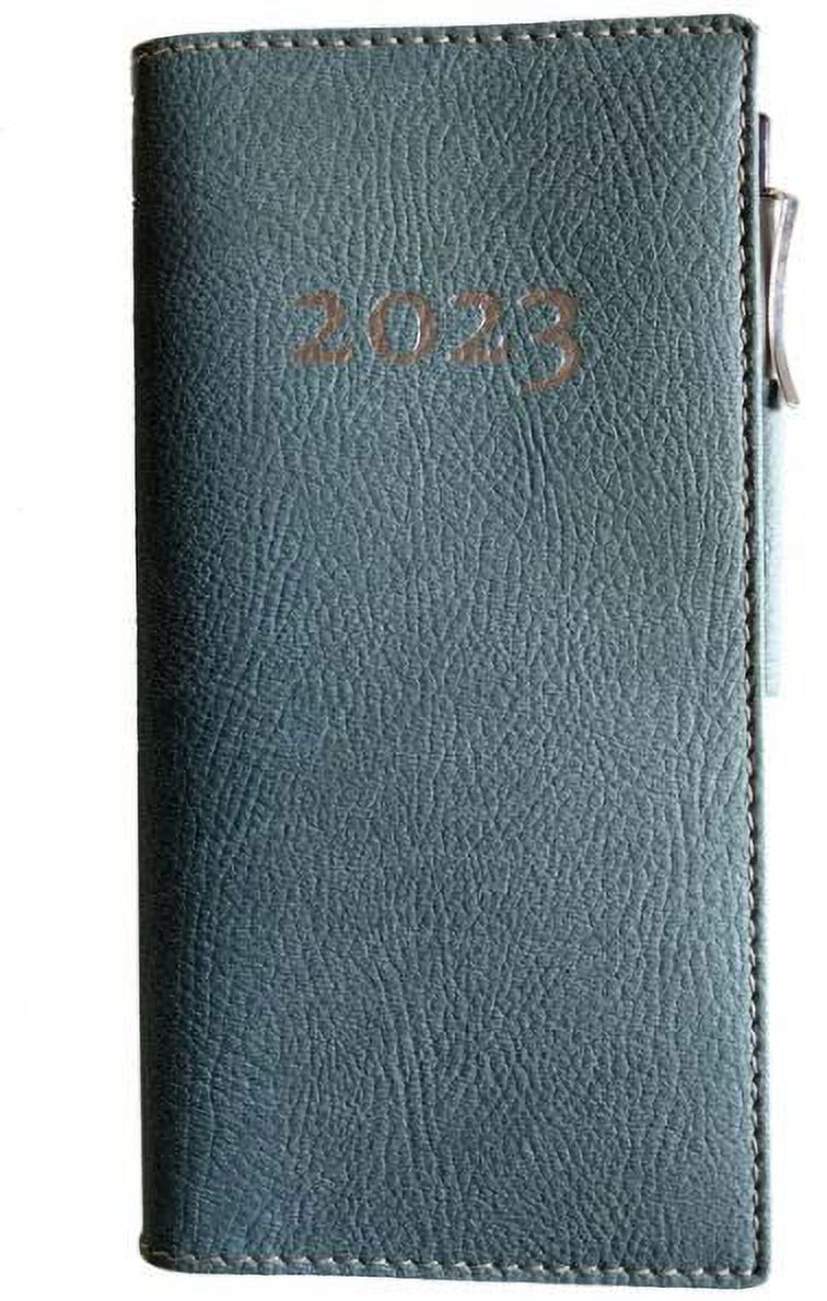 2023 Italian Bonded Leather Sage Green Weekly Pocket Planner Engagement
