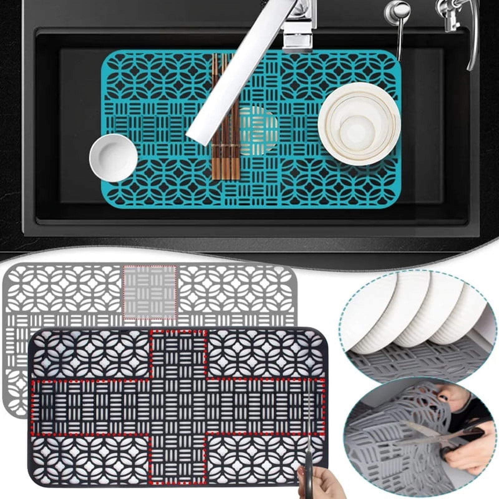 2023 Kitchen Silicone Sink Mat Sink Protector Mat Foldable Non Slip