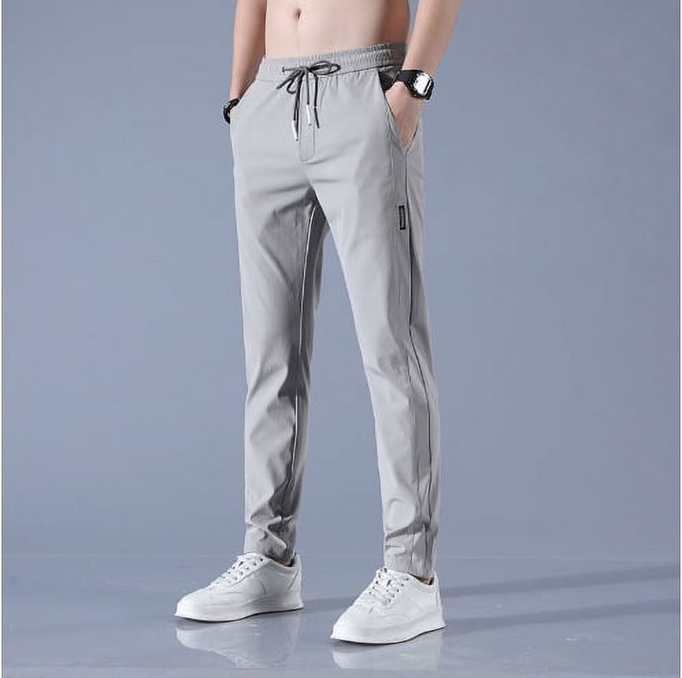2023 Korean Style Ice Silk Casual Trousers Men‘s Summer Thin Trendy