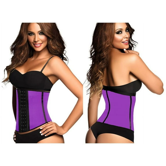 2023 Latex Sport Workout Waist Cincher Corset Color Purple Size M (34)