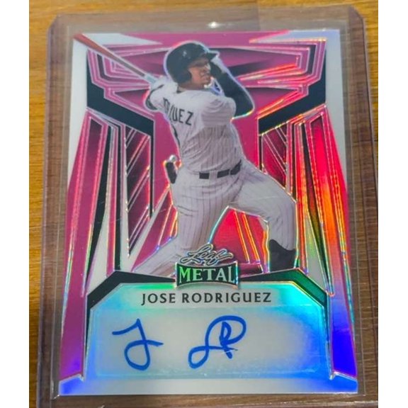 2023 Leaf Metal Base Autographs Purple Wave Jose Rodriguez BA-JR1 Baseball Card