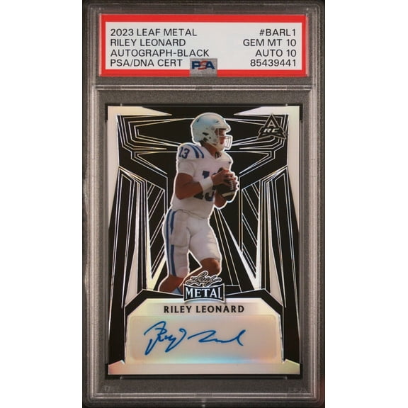 2023 Leaf Riley Leonard #BA-RL1 Black Prismatic Rookie PSA 10 Leaf Auto 10