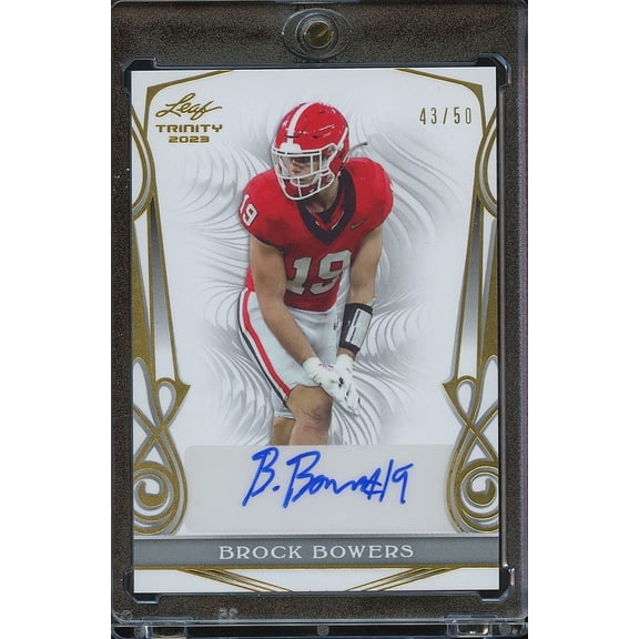 2023 Leaf Trinity Brock Bowers Rookie Georgia Bulldogs Auto Label Sticker Leaf Near Mint or Better