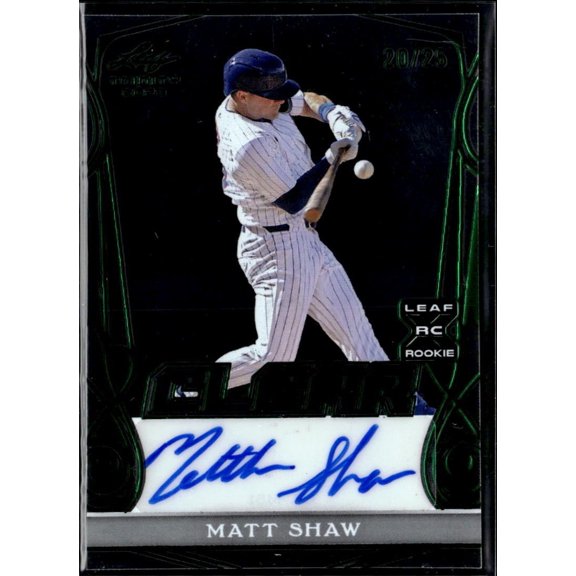 2023 Leaf Trinity Clear Matt Shaw #CA-MS1 Green RC Chicago Cubs MLB Autographed Baseball Trading Card