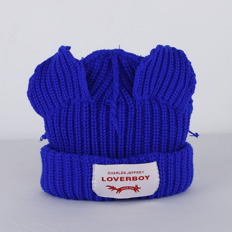 2023 Loverboy Cat Ear Knit Hat solid Warm Pig Ear Woolen Hat Cute