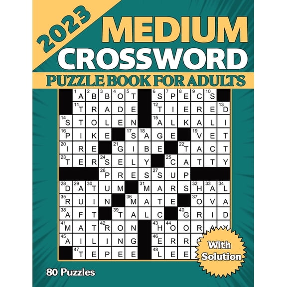 2023 Medium Crossword Puzzle Book For Adults With Solution (Paperback)