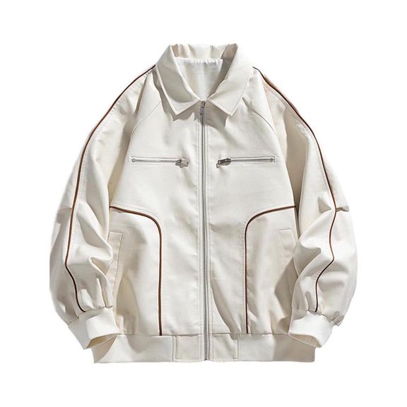 2023 Men's Leather Jacket Motorcycle Coat Stylish Slim Fit Casual Outerwear Lightweight Comfortable