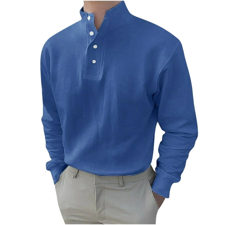 2023 Men's Regular-Fit Polo Shirts Long Sleeve Button Down Casual