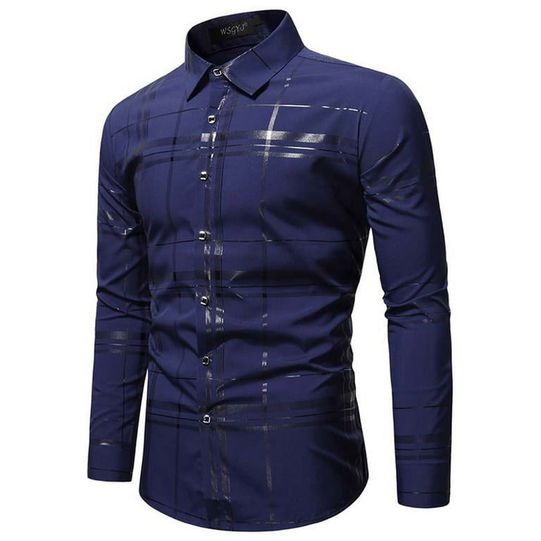 2023 Men's Shirts Long Sleeve Button Down Casual Basic T Shirts Shirt  Jacket Slim Fit Dress Business Tops