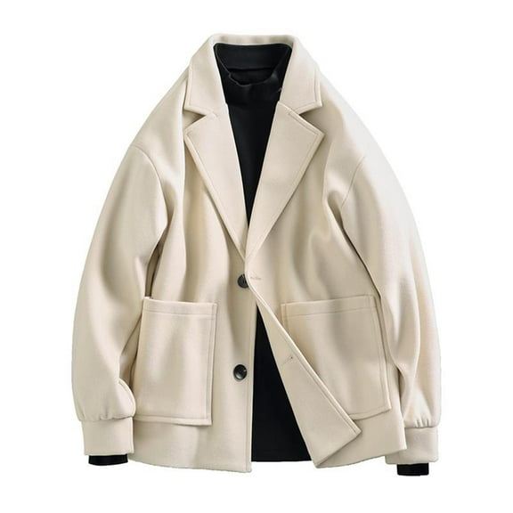 2023 Men's Woolen Anorak Jacket Windproof Outdoor Casual Coat with Pockets for Winter Warmth