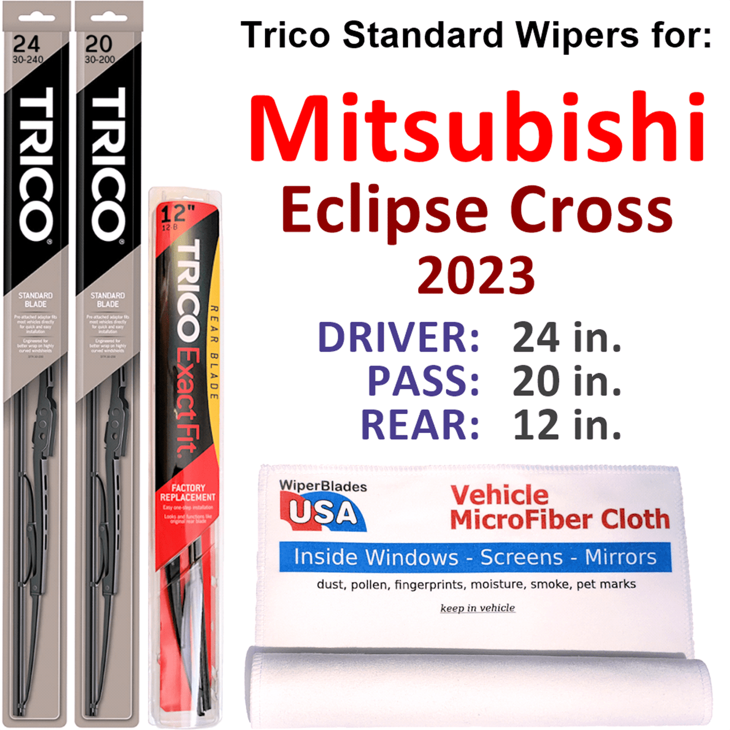 2023 Mitsubishi Eclipse Cross Wiper Blades (Set of 3) w/Rear Wiper