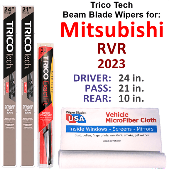 2023 Mitsubishi RVR Beam Blade Wipers (Set of 3) w/Rear Wiper