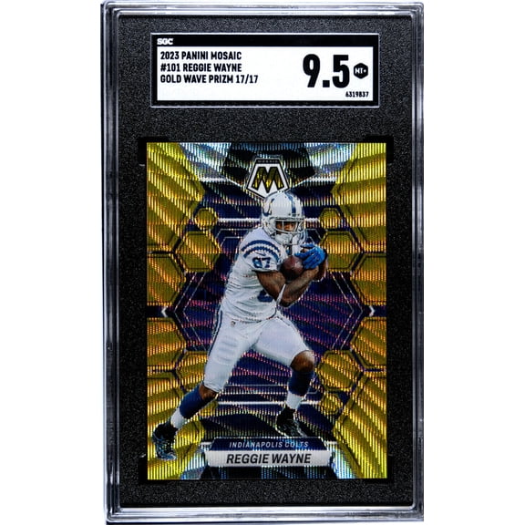 2023 Mosaic #101 Reggie Wayne Gold Wave Prizm 17/17 SGC 9.5