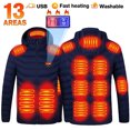 2023 NEW Men Heated Jackets Outdoor Coat USB Electric Battery Long