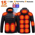 2023 NEW Men Heated Jackets Outdoor Coat USB Electric Battery Long