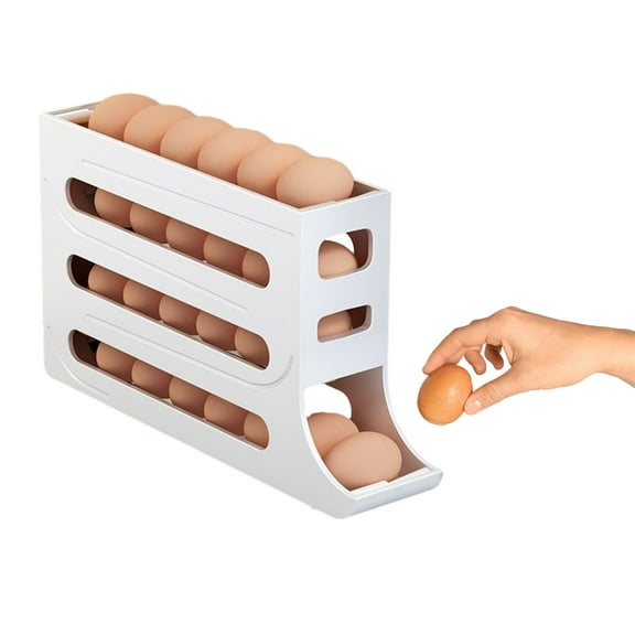 2023 New Automatic Rolling Third-layer Egg Dispenser, Egg Holder Dispenser for Refrigerator, Holds 24 Eggs, Space-Saving Egg Storage