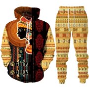 BAITREND 2023 New Autumn Ethnic Hoodie Set for Men 3d Print Hoodies Trousers Suits Men Tracksuit 2pc Sets Long Sleeve Ethnic Style Suit