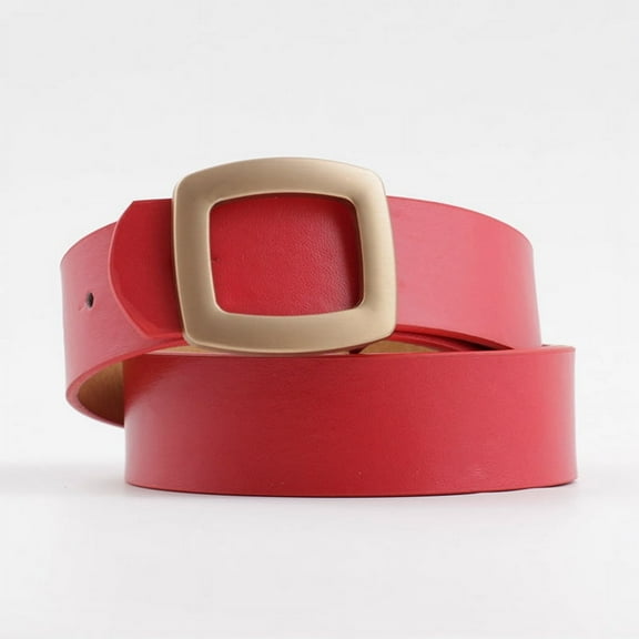 2023 New Belts for Women Imitation Leather Luxury Designer Jeans Belt Female Waistband Fashion Square Metal Buckle Belt Black