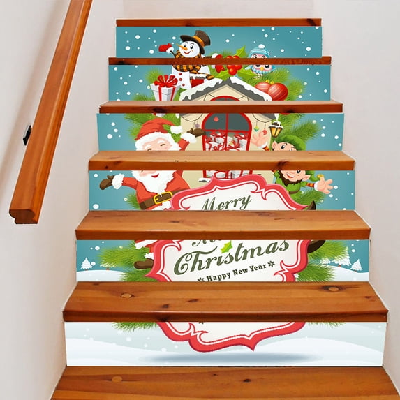 2023 New Christmas Staircase Sticker Customizable PVC 3D Graffiti Design Christmas Decoration Staircase Wall Painting