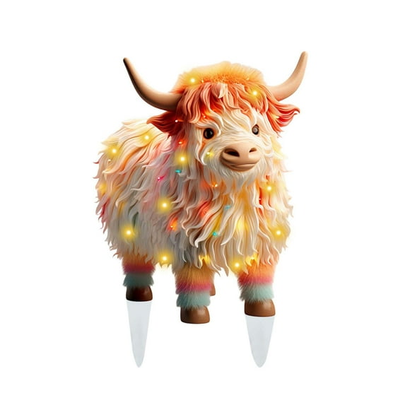 2023 New Colorful Cow Garden Outdoor Christmas Decoration Cute Animal Christmas Garden Christmas Logo Garden Christmas Party Supplies String Of Lights Party Toppers Home Decor