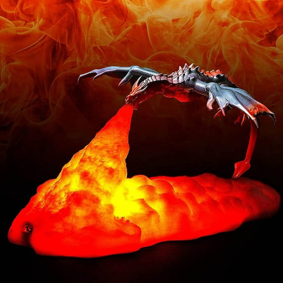 2023 New Dragon Lamp for Adults, Fire Breathing Dragon Lamp, 3D Printed Volcano Dragon Lamps Night Light with USB Rechargeable, Moon Light Desktop Lamp for Bedroom Office