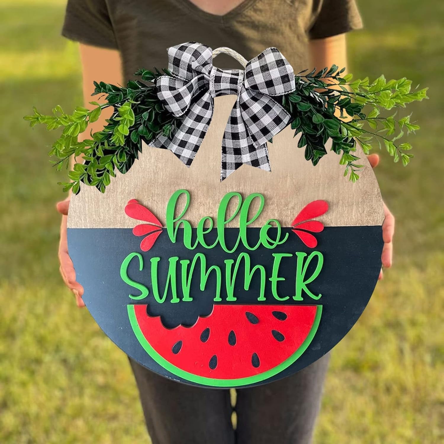 2023 New Hello Summer Welcome Sign for Front Door-Seasonal Rustic Wood ...