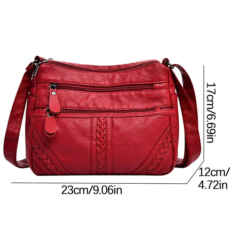 Multi compartment leather handbag discount