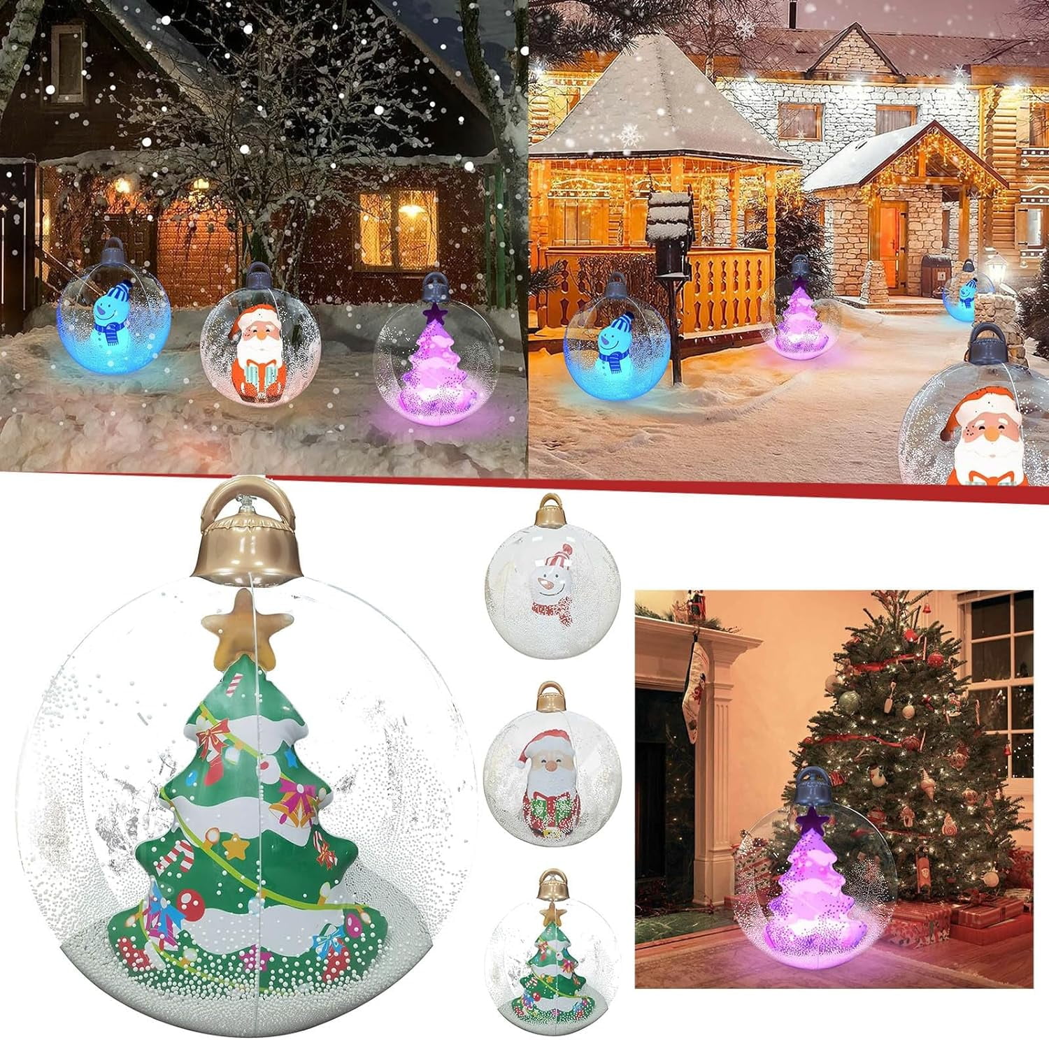 2023 New Light up PVC Inflatable Christmas Balls with Christmas Tree 24