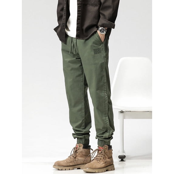 2023 New Men's Cargo Pants Baggy Joggers Fashion Letter Embroidery Streetwear Work Pant Man Casual Cotton Loose Trousers