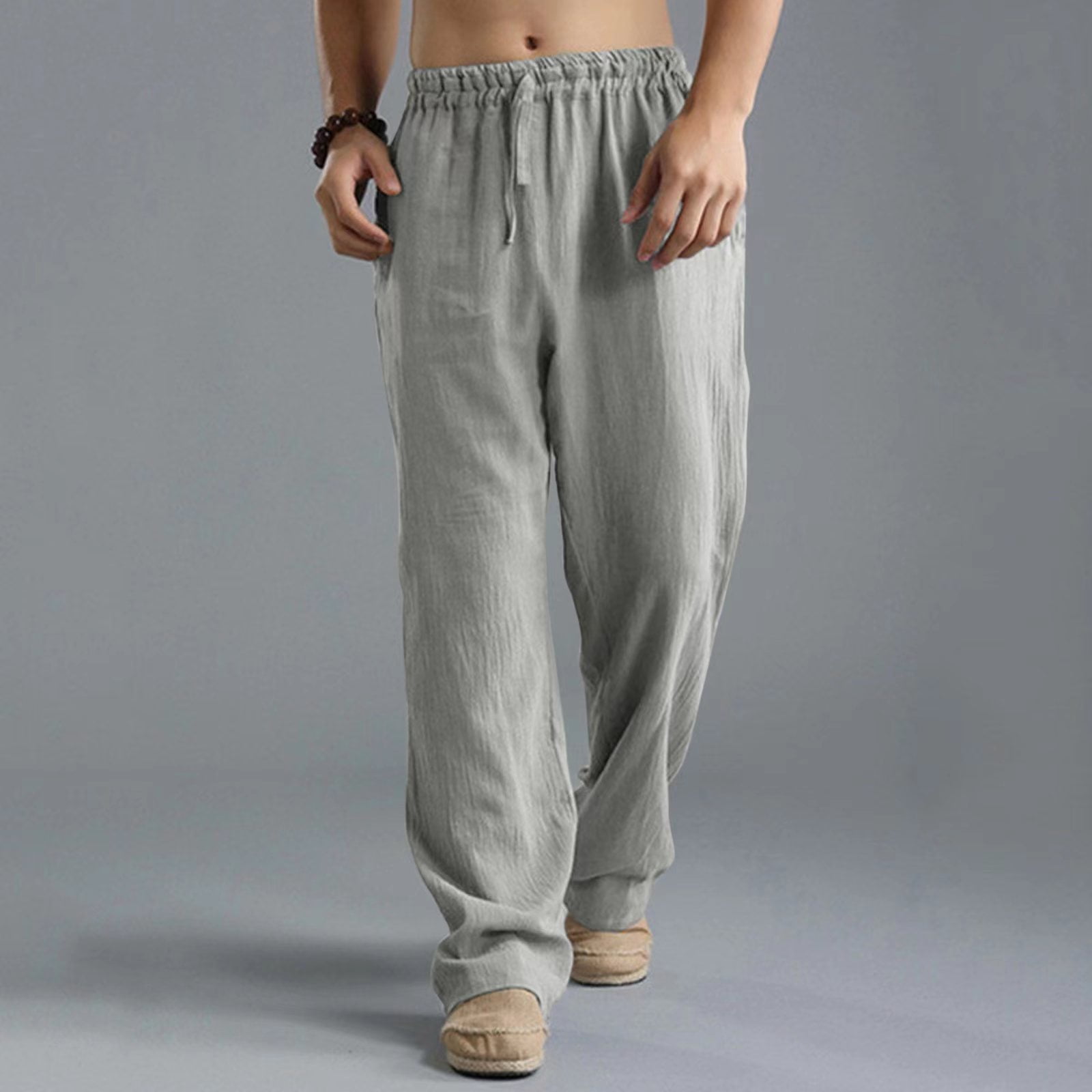 2023 New Men's Cotton Linen Pants Male Autumn New Breathable Solid