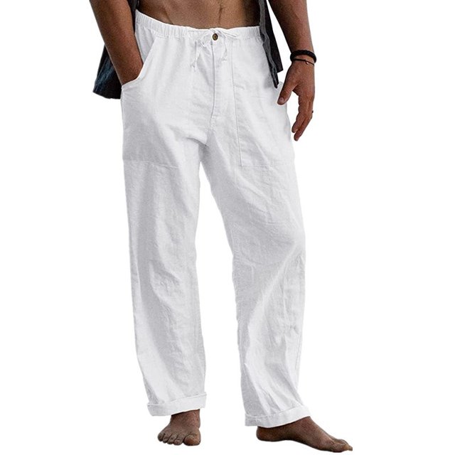 2023 New Men's Cotton Linen Pants Summer Solid Color Breathable Linen
