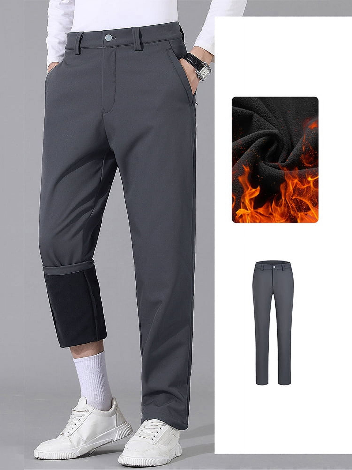 2023 New Men‘s Winter Casual Pants Outdoor Thick Warm Fleece Lined