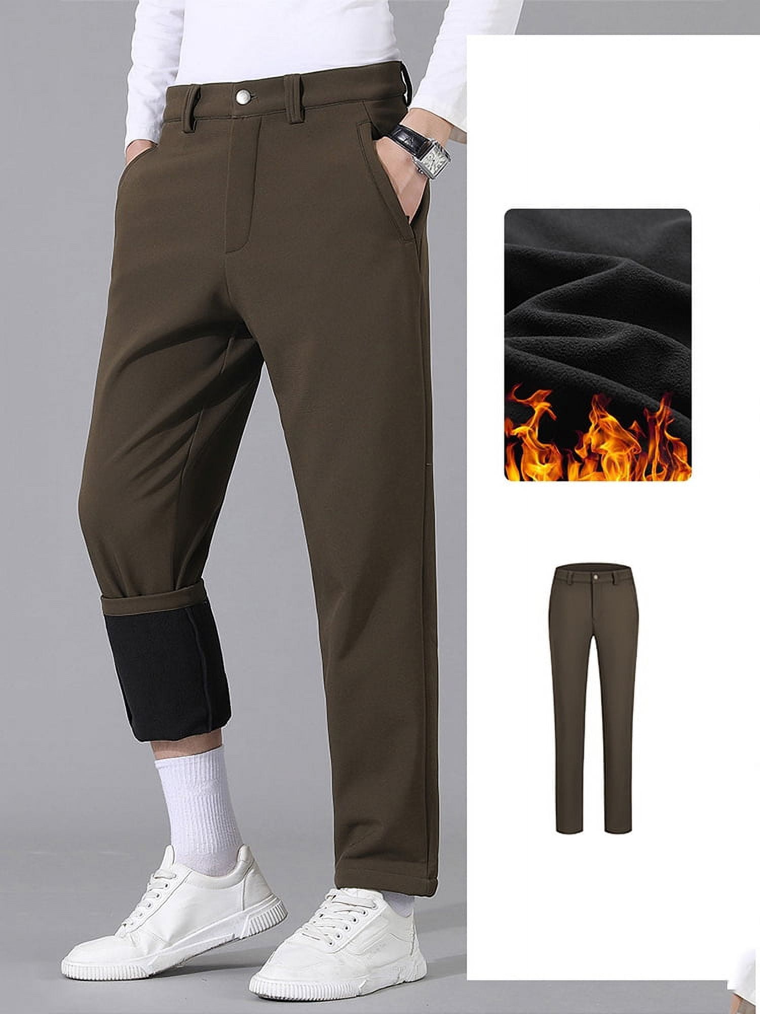 2023 New Men‘s Winter Casual Pants Outdoor Thick Warm Fleece Lined
