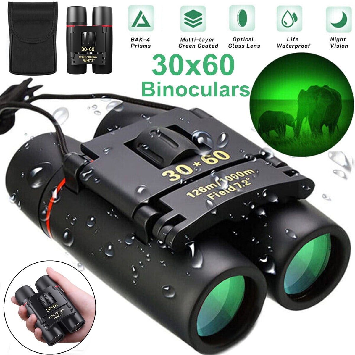 2023 New Military Army 30x60 Night Vision Binoculars Goggles Hunting+Case
