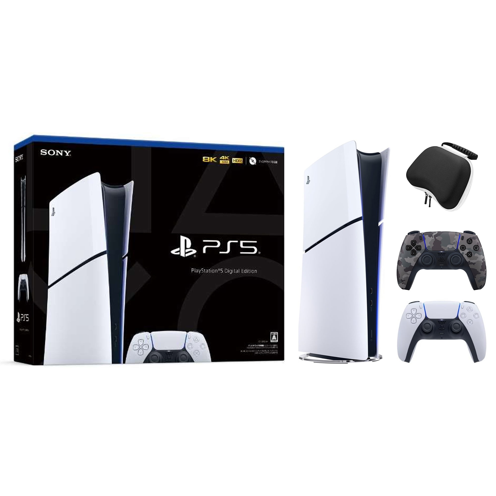 2023 New PlayStation 5 Slim Digital Edition Bundle with Two Dualsense  Controllers and Mytrix Hard Shell Protective Controller Case - Slim PS5 1TB  PCIe