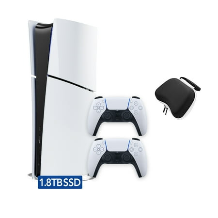 2023 New PlayStation 5 Slim Digital Edition Bundle with Two Dualsense Controllers and Mytrix Hard Shell Protective Controller Case - Slim PS5 1TB PCIe SSD Gaming Console