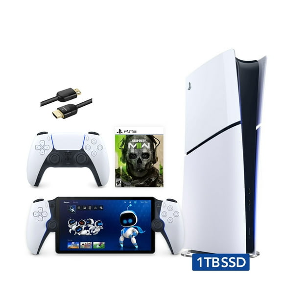 2023 New PlayStation 5 Slim Digital Edition Call of Duty Modern Warfare II Bundle with Portal Remote Player and Mytrix 8K HDMI Ultra High Speed Cable - White, Slim PS5 1TB PCIe SSD Gaming Console