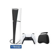 2023 New PlayStation 5 Slim Digital Edition Console, Controller and Mytrix Controller Case - White, Slim PS5 1TB PCIe SSD Gaming Console