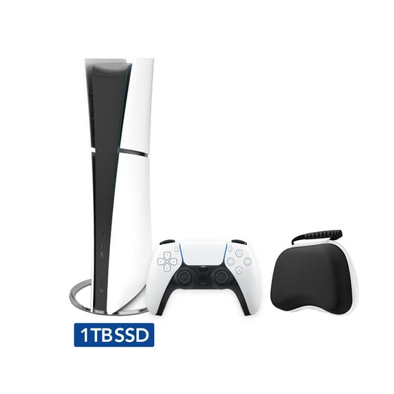 2023 New PlayStation 5 Slim Digital Edition Console, Controller and Mytrix Controller Case - White, Slim PS5 1TB PCIe SSD Gaming Console