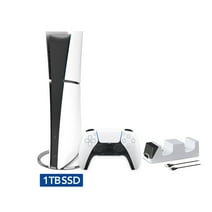 2023 New PlayStation 5 Slim Digital Edition Console, Controller and Mytrix Controller Charger - White, Slim PS5 1TB PCIe SSD Gaming Console