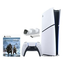 2023 New PlayStation 5 Slim Digital Edition God of War Ragnarok Bundle and Mytrix Controller Charger - White, Slim PS5 1TB PCIe SSD Gaming Console